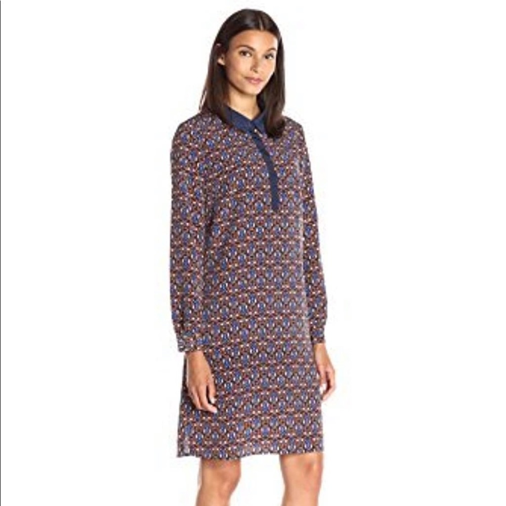 Lark & Ro Long Sleeve Half Button Shirt Dress S